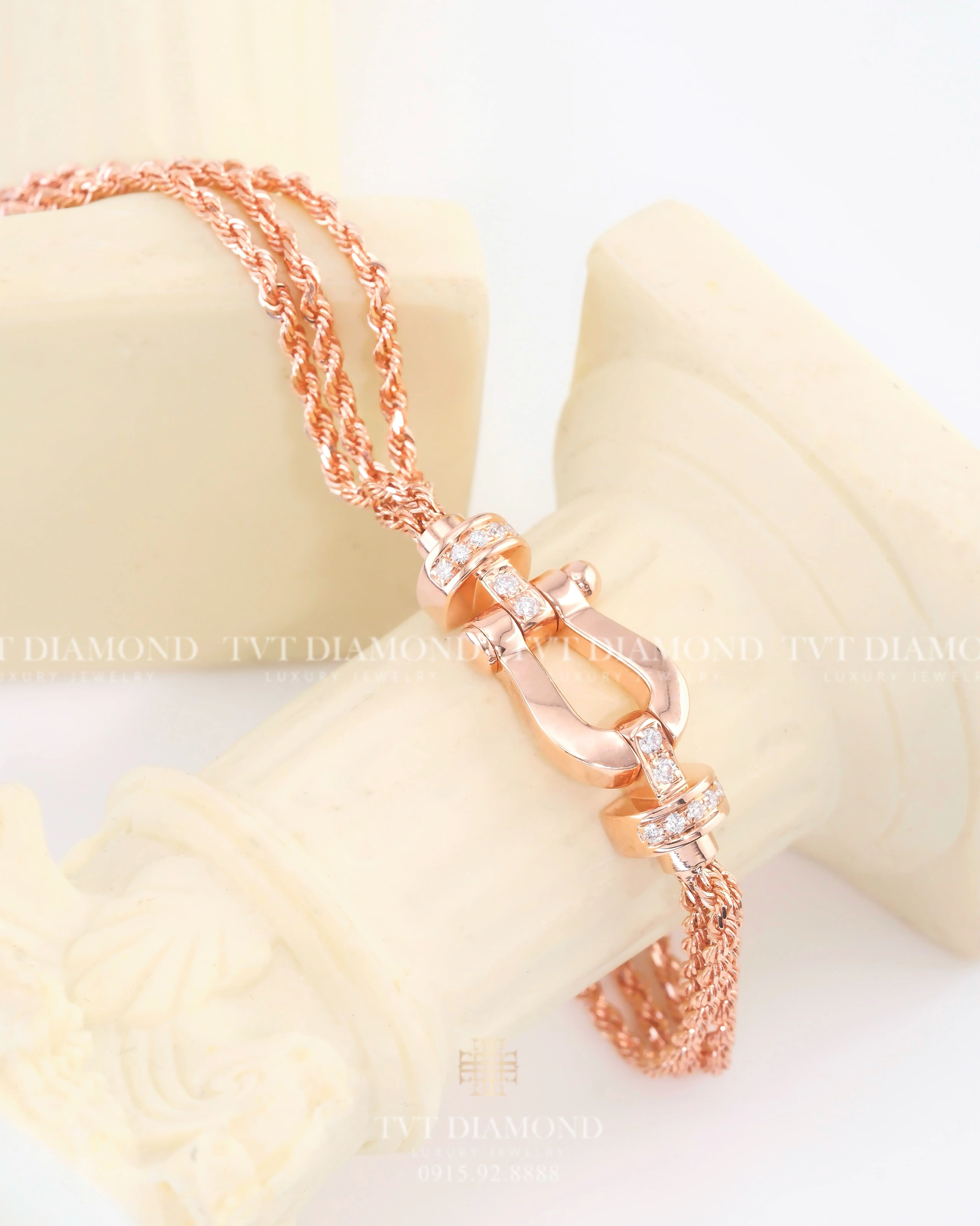 Lắc tay Fred bản xích vàng hồng 2
