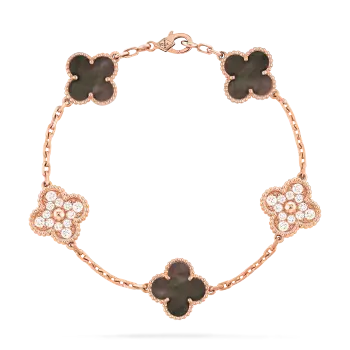 Lắc tay Vancleef Đá Xám Ghi Mix Kim