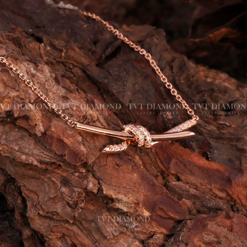 Dây chuyền Tiffany nơ đính kim vàng hồng