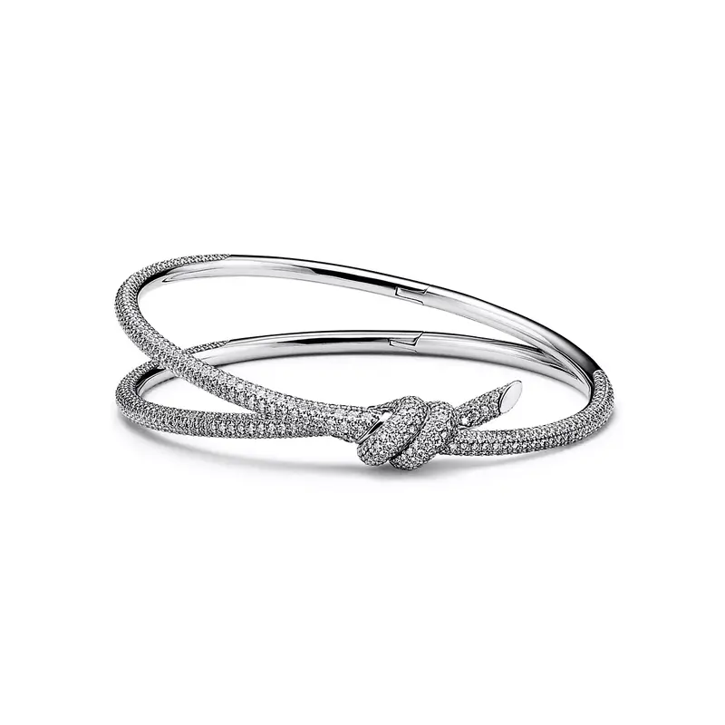 Lắc tay Tiffany Row Hinged Bangle Đính Kim Cương